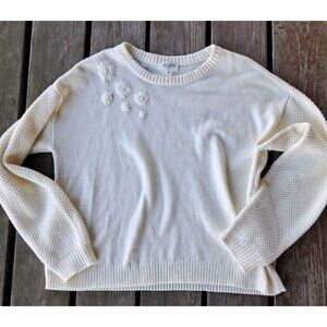 Candace Cameron Bure Women's Crew Neck Sweater with Flower Detail Size M